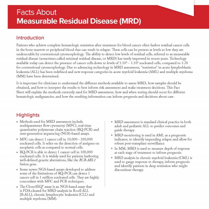 Facts About Measurable Residual Disease (MRD)