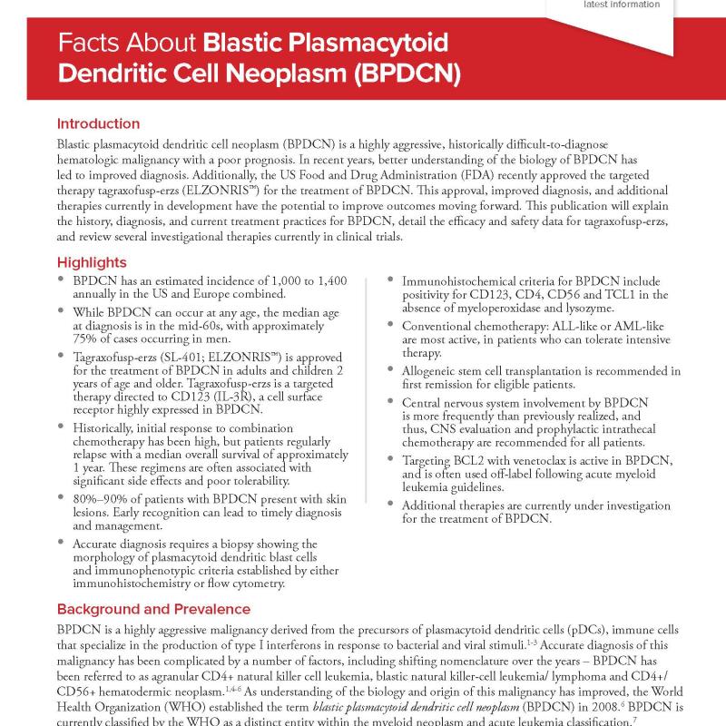 Facts About Blastic Plasmacytoid Dendritic Cell Neoplasm (BPDCN)